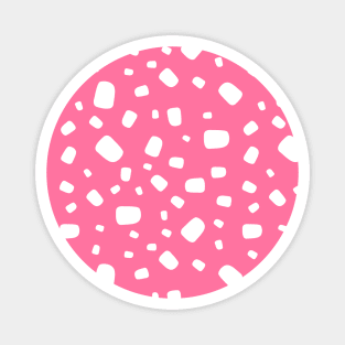 White abstract shapes over pink Magnet